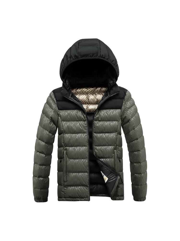 Light Cotton Jacket Men's Winter Fashion Hit The Colour Slim Detachable Cap Thickened Hooded Comfortable and Versatile Jacket