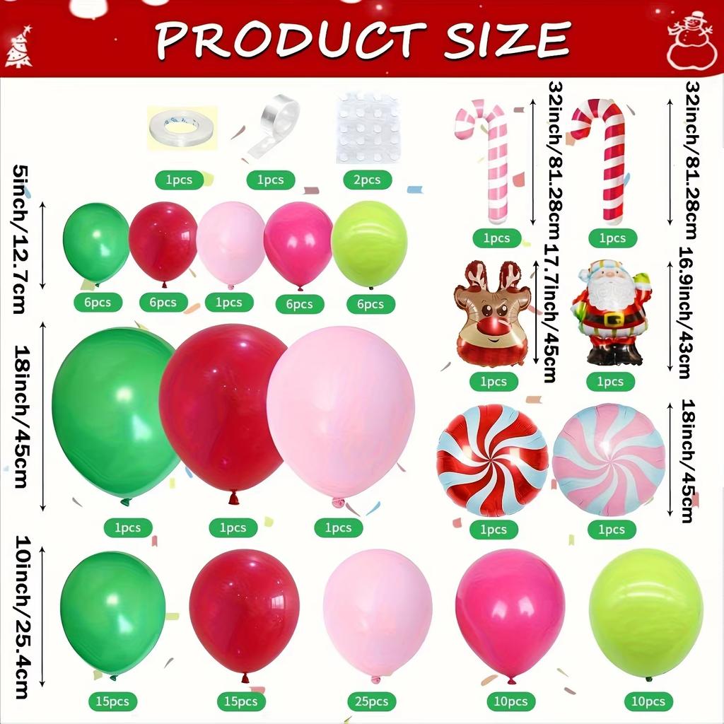 113pcs Christmas Balloon Wreath Set Suitable for Christmas Birthday Party and Other Scenes Indoor and Outdoor Decoration