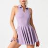 Polo Tennis Dress With Chest Pads&Shorts Soft High Stretchy Fitness Skorts Tummy Control Yoga Skirts Gym Clothing Activewear