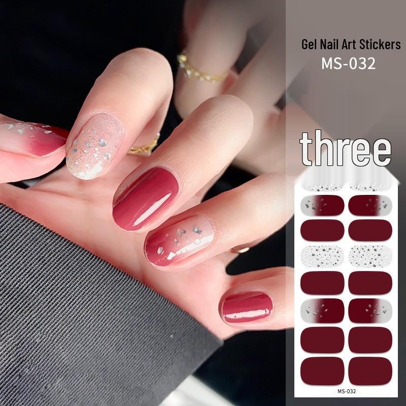 New Style Red Book Gel Nail Stickers: Semi-Western, Korean No-Bake Nail Art