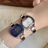 Minimalist Octagonal Rhinestone Dial Ladies Quartz Watch Thin Metal Bangle Elegant Daily Wrist Watch