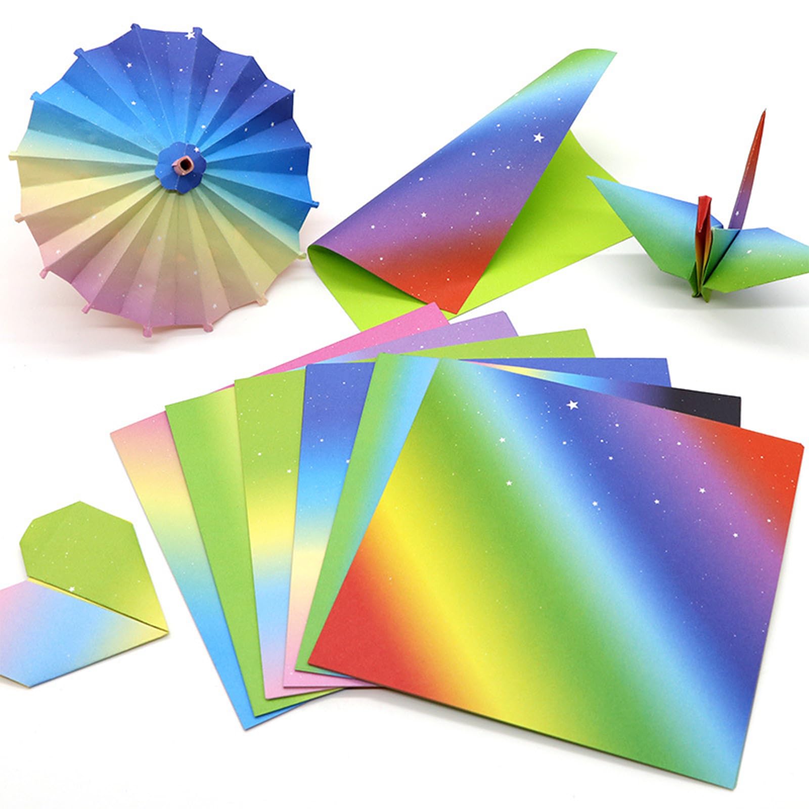 

MAEXUS Origami Colored Paper Glitter Colorful Thousand Crane Rainbow Gradient Origami 15cm x Gift Set, (60 Sheets), Double-Sided, Paper, Paper, Paper,