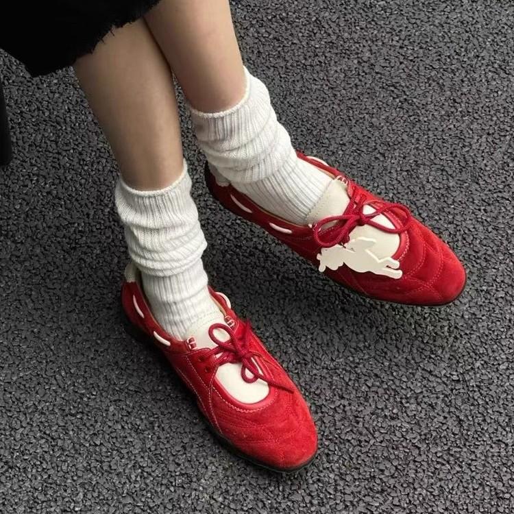 Lan Cabinet Edition~ Contrasting Color Functional Fengde Training Shoes Women's 2025 Autumn New Flat Bottom Height Increasing Casual Sneakers