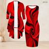 Women Plus Size Two Piece Set Sleeveless Bodycon Dress Long Sleeve Draped Cardigan Printed Black Teal Gold