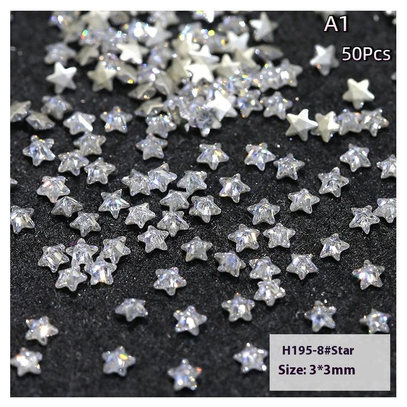 

50Pcs Star Flat Bottomed Zircon Nail Diy Manicure Decoration Accessories Nail Charm