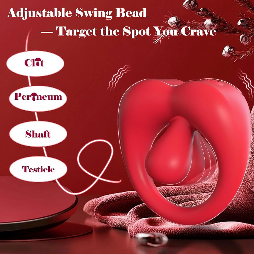 Penis Ring Vibrator Lock Ring Tongue Licking Vibrator Clitoral Stimulator Adult Couple Male Female APP Remote Control Sex Toy