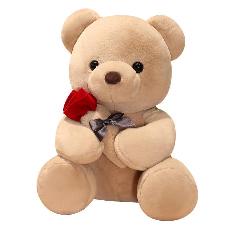 520 Holding Rose Bear Doll Doll For Girlfriend Valentine'S Day Gift Doll Plush Toy Female Rose