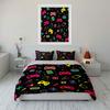 Colorful Gaming Icons Pattern Design Exquisite Three-Piece Bedding Set Gift For Kids And Adults