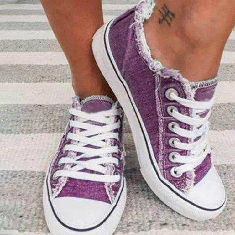 Canvas Shoes for Women 2024 Fashion Lace Up Flat Sneakers Solid Color Casual Ladies Vulcanized Shoes Plus Size Zapatillas Mujer