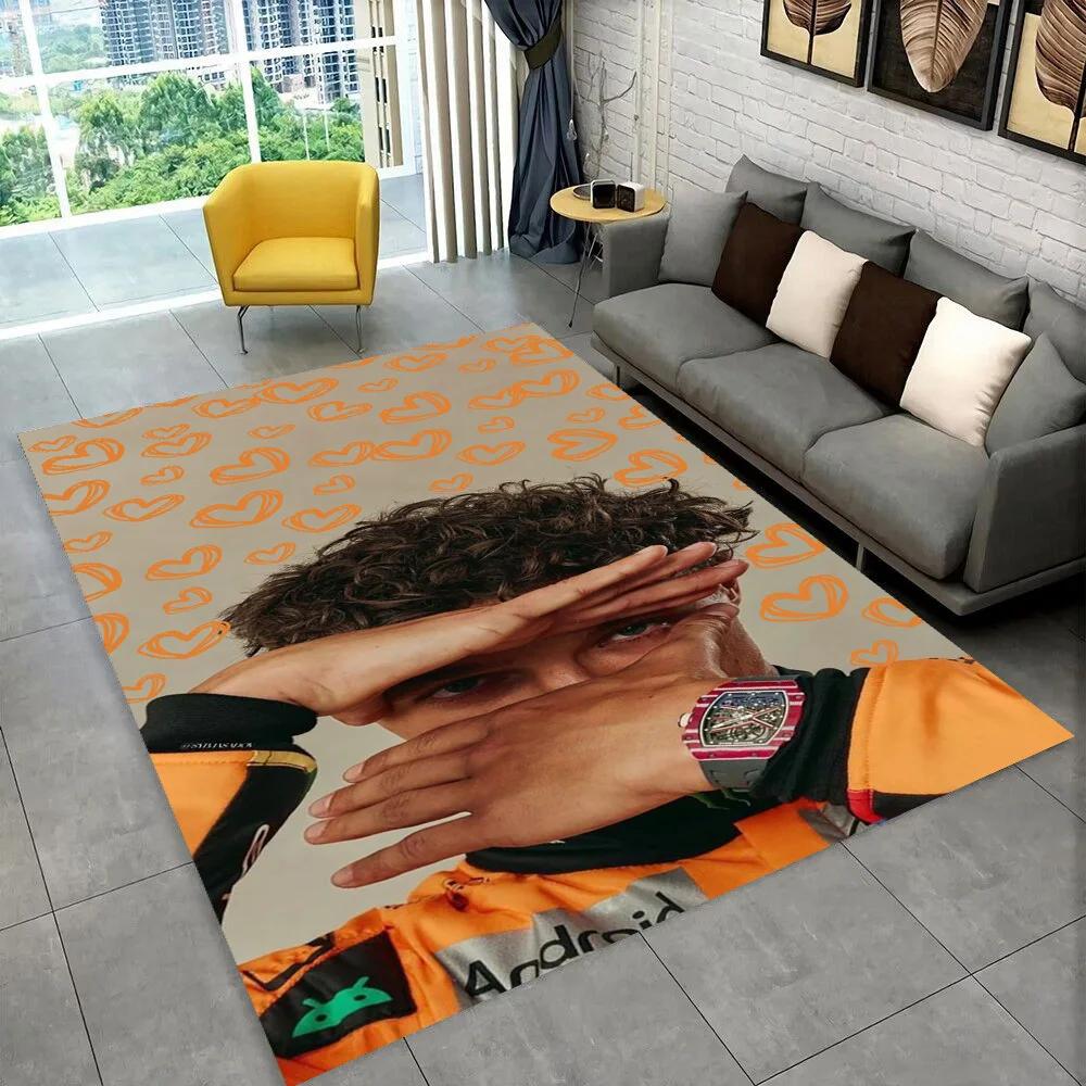 Tappeto Area 3D Lando Norris F1 Racer, Tappeto per Soggiorno Camera da Letto Divano Zerbino Decorazione, Tappetino Antiscivolo per Giochi Bambini Regalo
