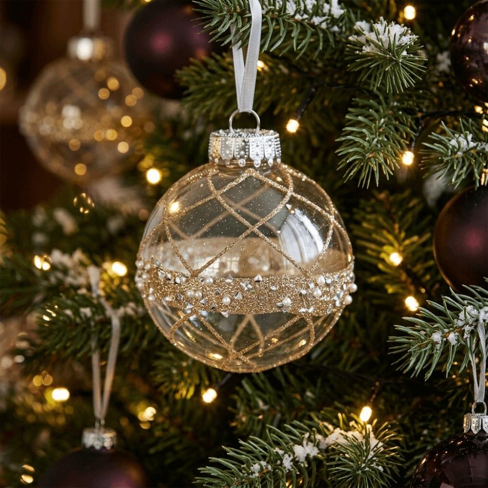 8CM Clear Bauble Christmas Tree Ball Plastic Christmas Hanging Ball Xmas Decorative Balls Festive