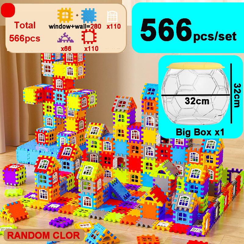 DIY Large Size Building Blocks Toy Simulated House Window with Big Capacity Storage Box Football Shape Small Seat Gifts for Kids