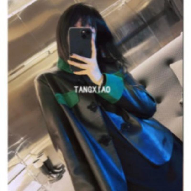 

Весенняя новая кожаная куртка для женщин, короткий воротник-стойка, костюм Тан, кожаная куртка в китайском стиле, тонкая и модная куртка в китайском стиле. L