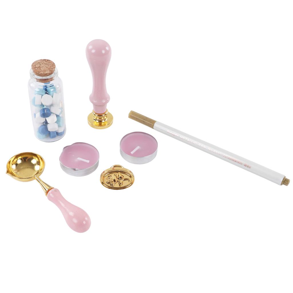 Wax Stamp Kit Retro Clear Pattern Retro Wax Stamp Sealing Kit with Detachable Handle for  Envelop