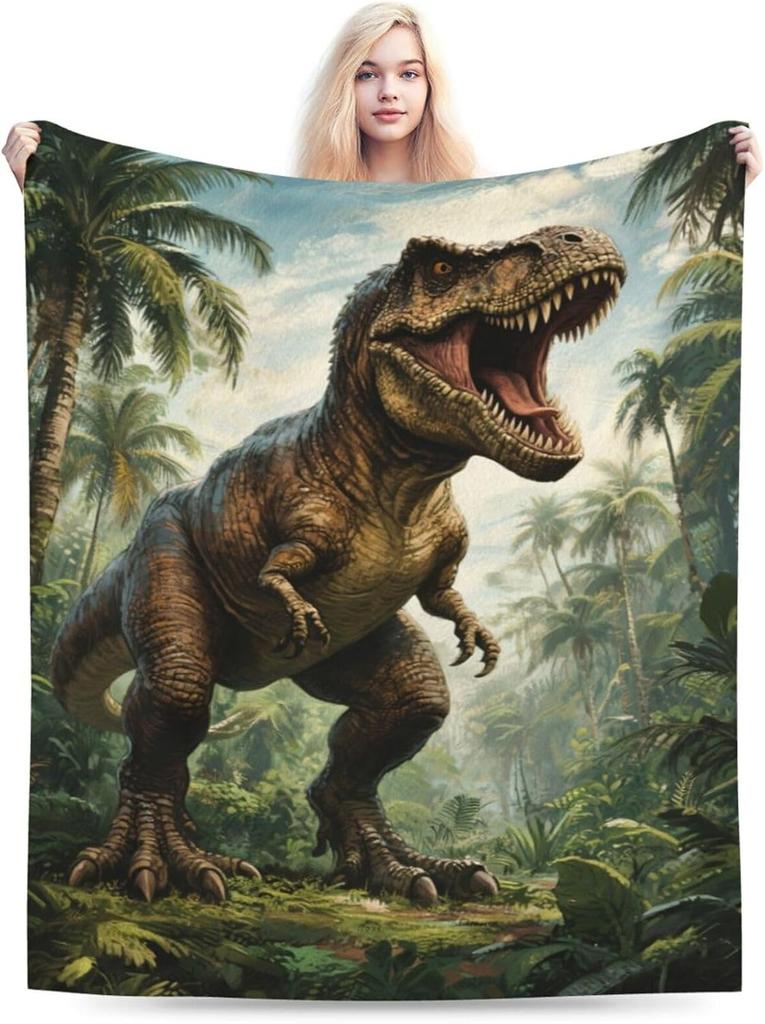 Tyrannosaurus Rex Dinosaur Throw Blanket Artistic Wildlife Portrait Unique Gift Home Bedroom Decorative Accessory
