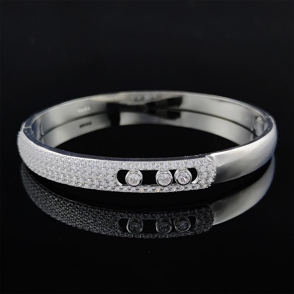 

New Luxury Silver Color on Hand Bracelet Bangle for Women Anniversary Gift Jewelry Wholesale белый