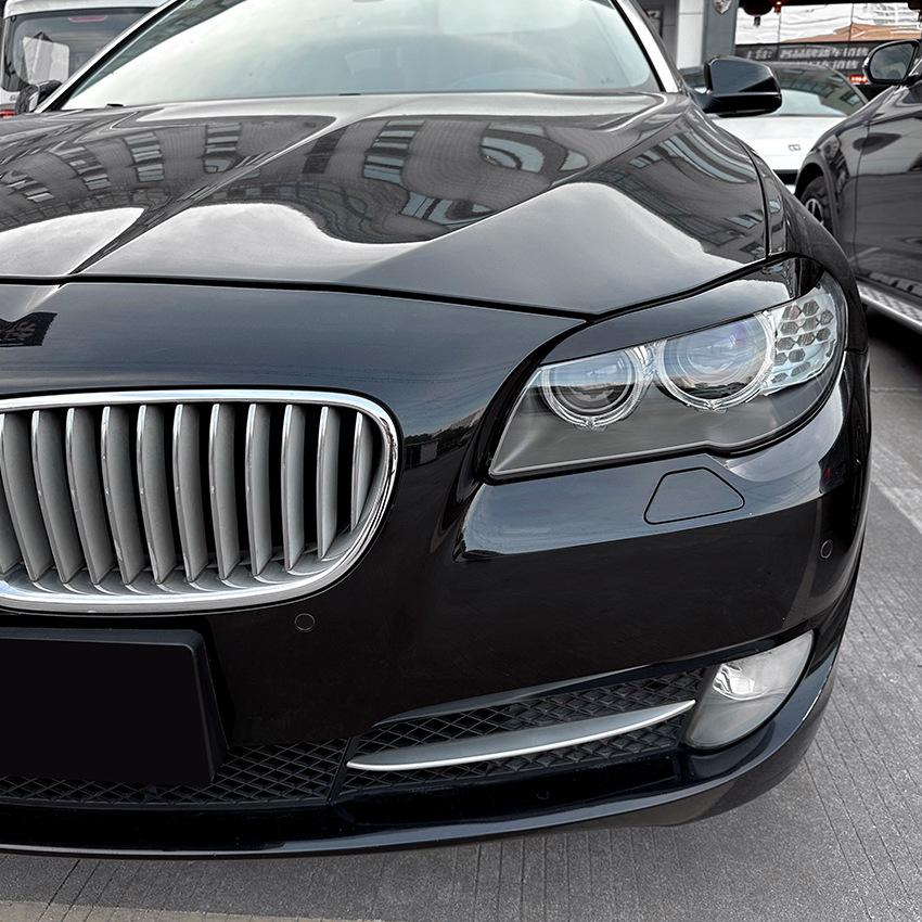 Car Headlight Eyelid Eyebrow Trim Cover For BMW 5 Series F10 F11 535i 525i 520i 530i 2010-2014 Gloss Black/Carbon Fiber Look