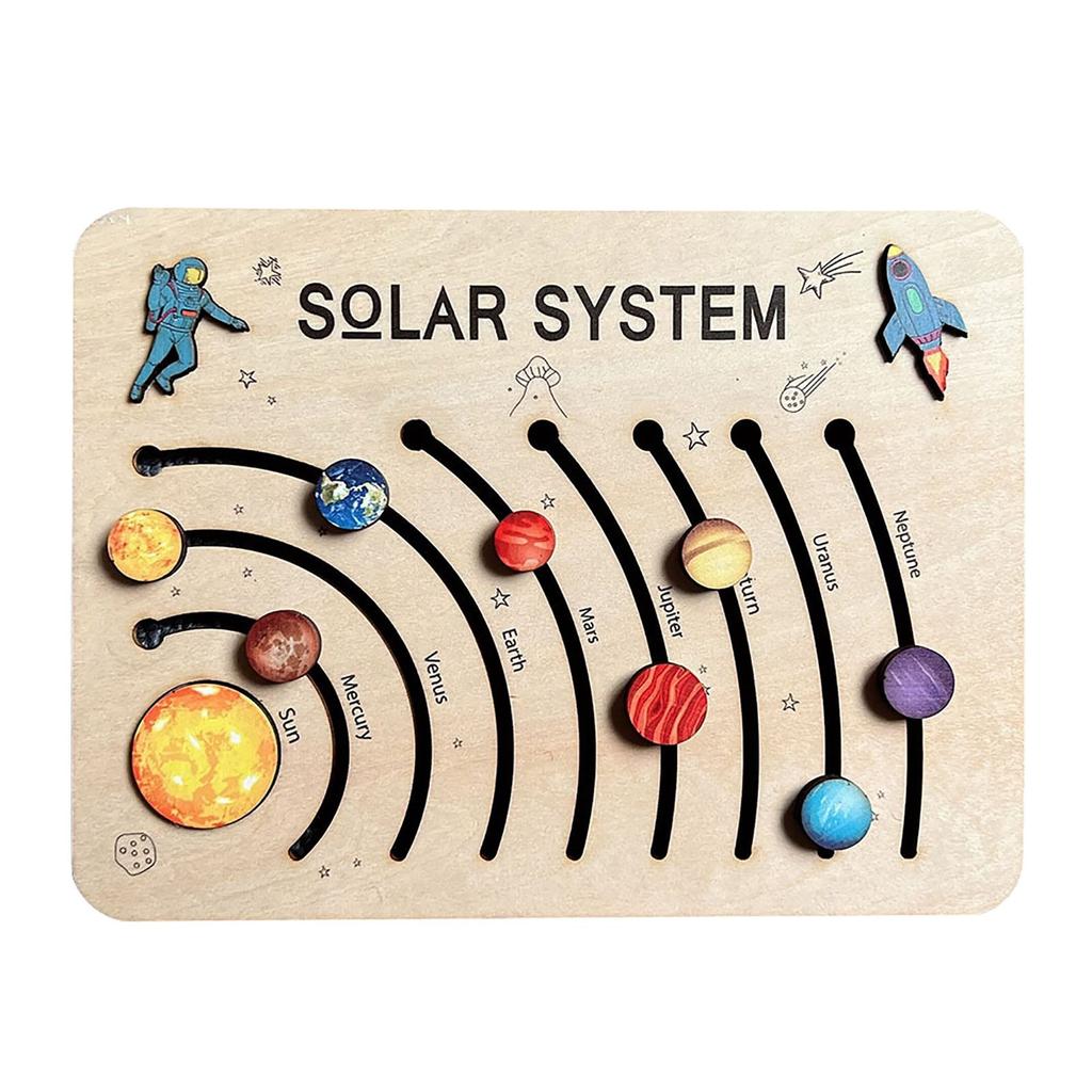 Solar System Planets Wooden Puzzle Personalized Baby Gift Tabletop Educational Wooden Toddler Toy