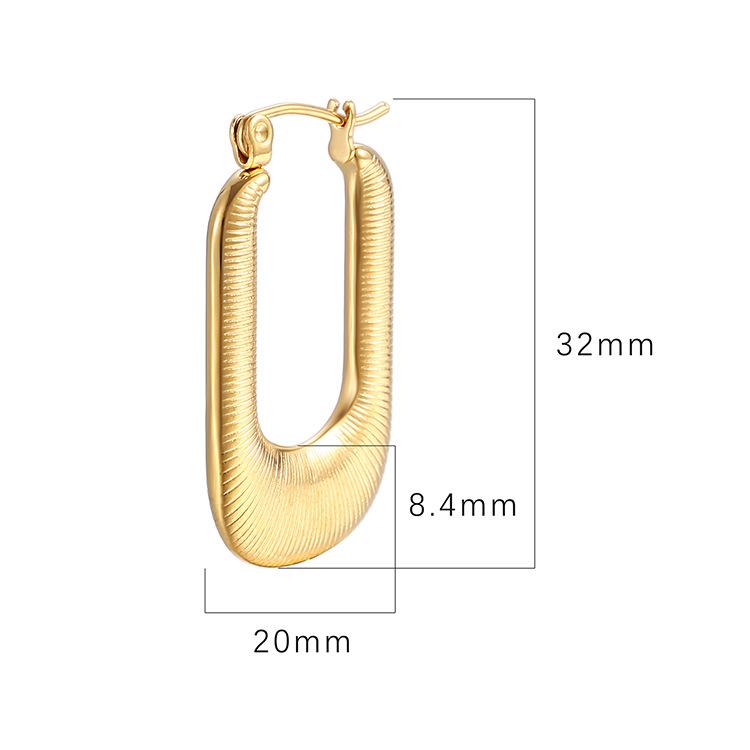 Light Luxury Premium Stainless Steel Earrings Trend Square Titanium Steel Earrings Striped Gold Women's Ear Jewelry