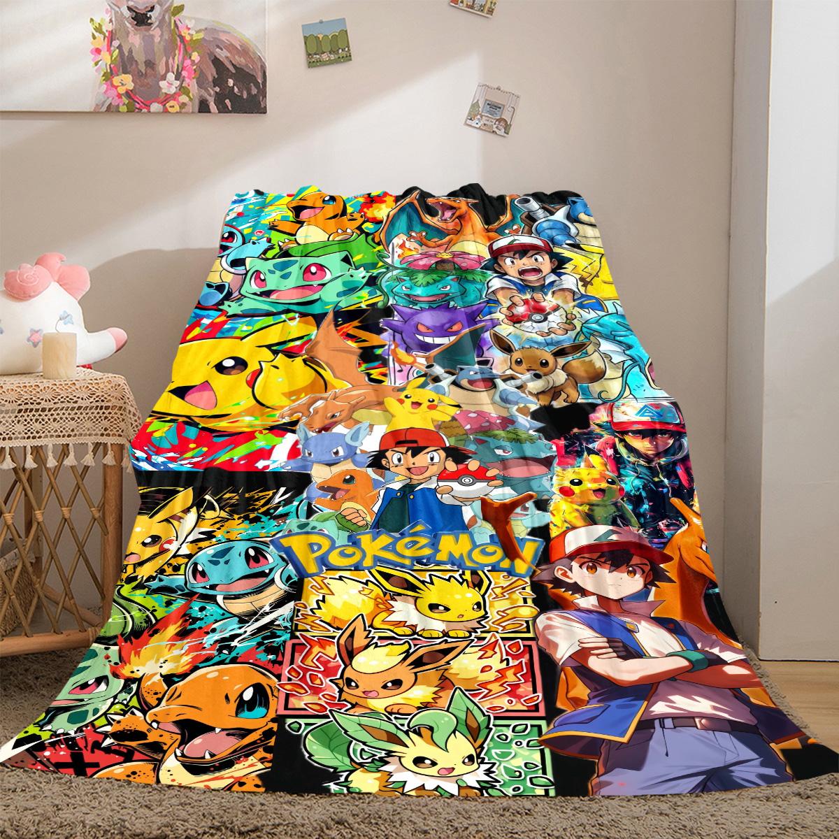 

Pokemon Anime Print Blanket Warm Comfortable Flannel Cover For Bedrooms, Sofas, Beds, Chairs LXR120 75x90cm