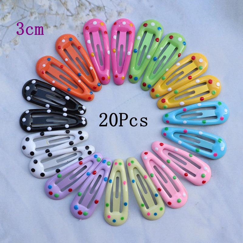 20 Colorful Polka Dot Hair Clips for Girls & Babies - Small BB Clips & Hairpins