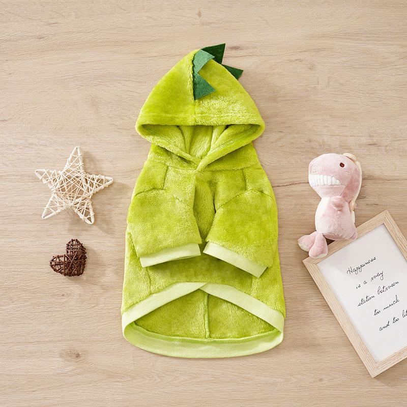 Cute Dinosaur Apparel Pets Products Costume Dogs Clothing Flannel Warm Soft Comfortable Hoodies Small Puppy Medium Winter Autumn