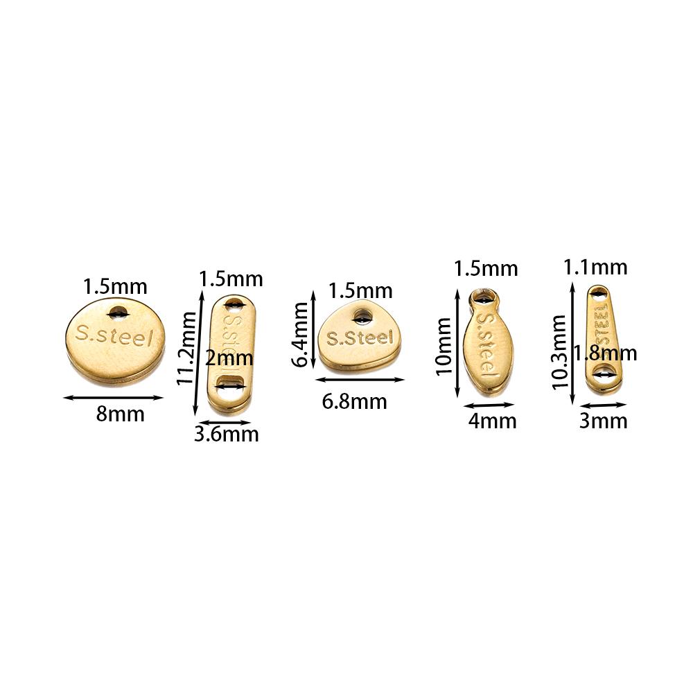 20 50pcs/bag Gold Square Stainless Steel Tail Chain Extension Pendants Lobster Clasps Connectors Charms For DIY Jewerly Making