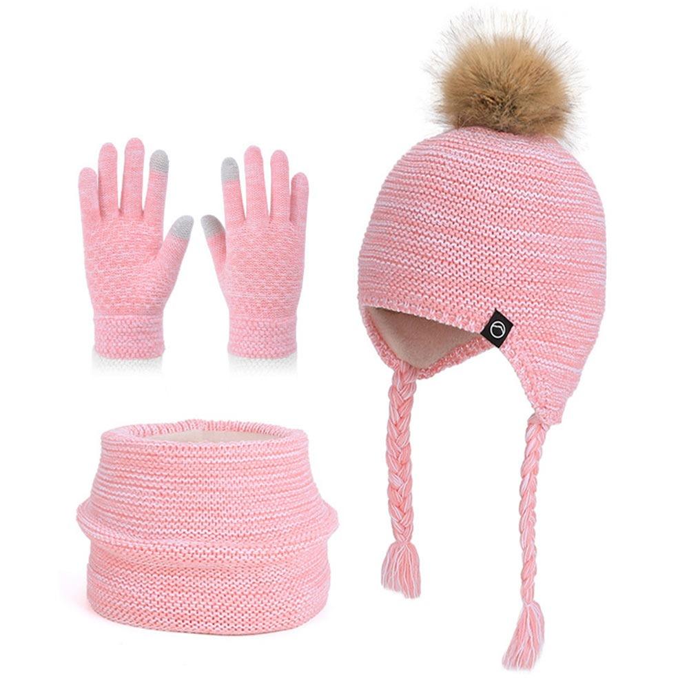 Windproof Toddler Bonnet Plush Beanies Hat Fashion Pompom Knitted Hats Outdoor