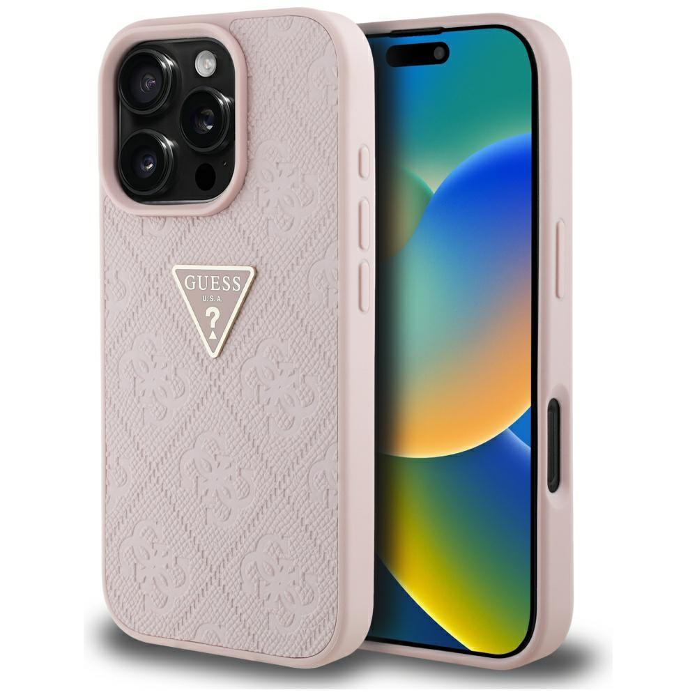 Etui Guess Hot Stamp 4G Pattern Triangle Metal Logo Do Iphone 16 Pro Max Różowy
