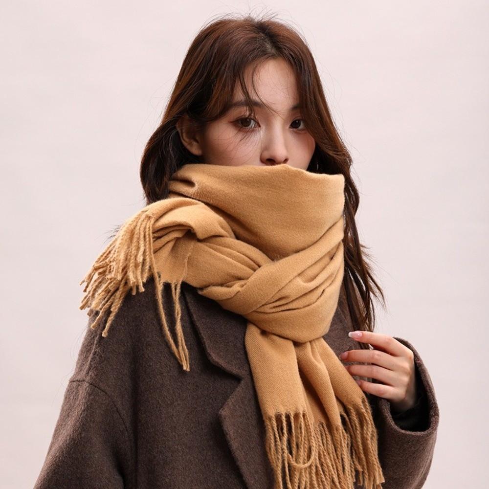Thickened Imitation Cashmere Scarf Korean Style Women Shawl Simple Winter Neckerchief  Autumn