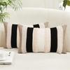 2Pcs Farmhouses Throw Pillow Cover Set, Patchwork Polyester Rectangular Shape With Fringe, 30 X 50 Cm Lumbar Cushion Covers for Home Decors