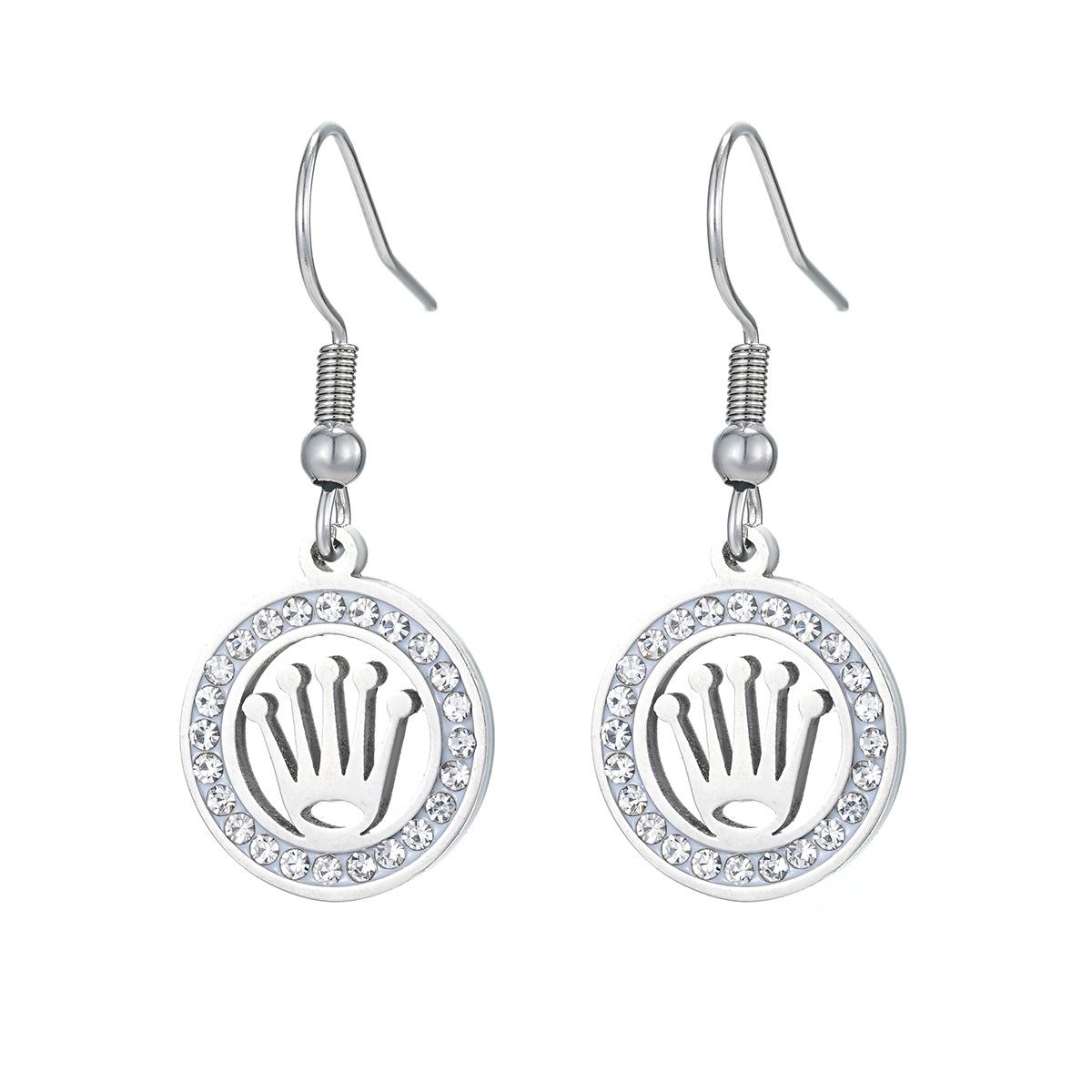 

Комплект ожерелий из нержавеющей стали с геометрической короной для женщин, хип-хоп чокер и серьги, украшения в королевском стиле