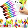 5 pièces/lot Crayon empilable arc-en-ciel créatif Crayon à échanger Bloc de construction Crayon non taillé Crayon d'écriture pour enfants Crayon mignons