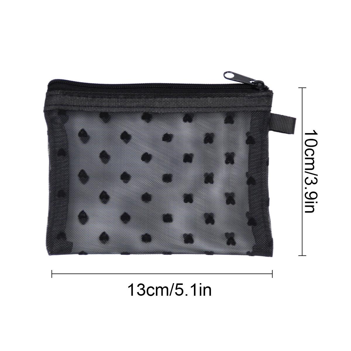 Flocked Mesh Heart Cosmetic Bag - High-End Portable Makeup Organizer