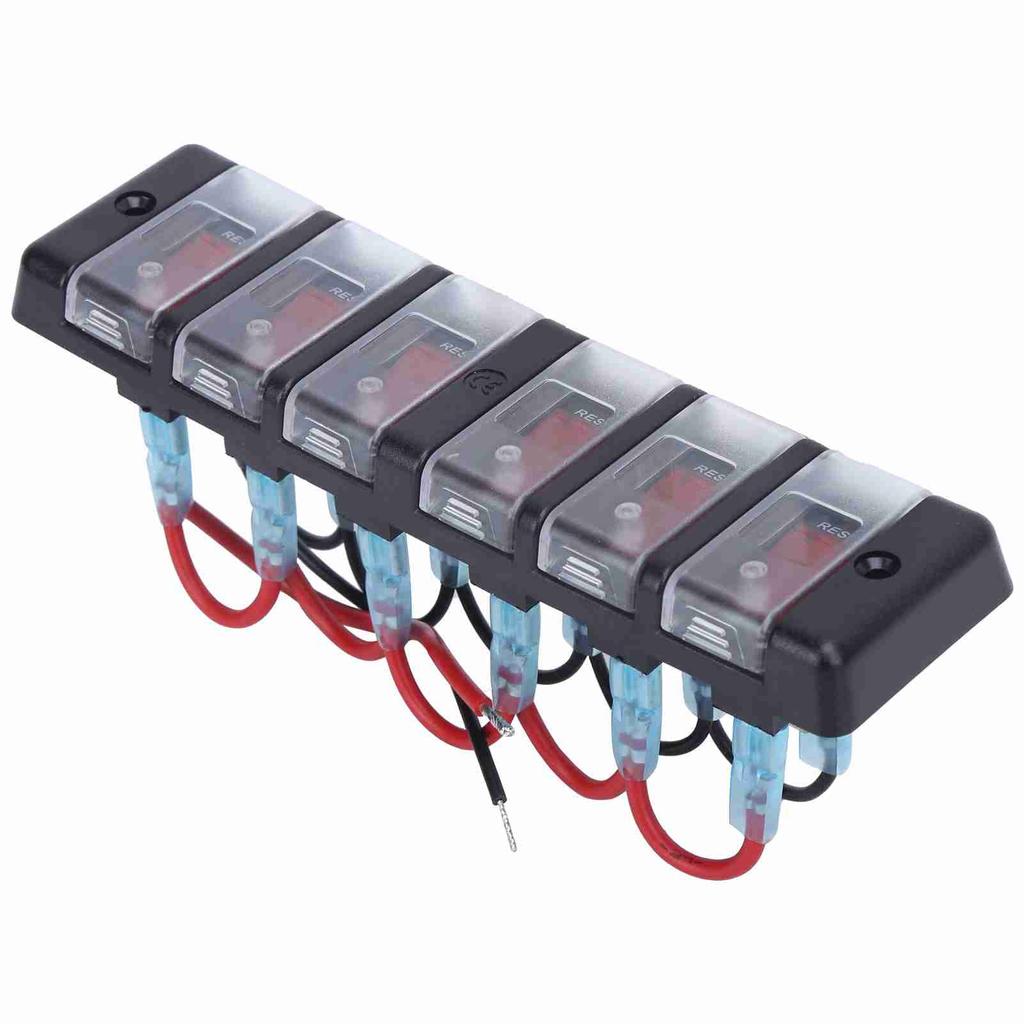 16A 6 Gang Rocker Switch Panel Circuit Breaker Overload Protector for Car Boat SUV OffRoad Vehicles
