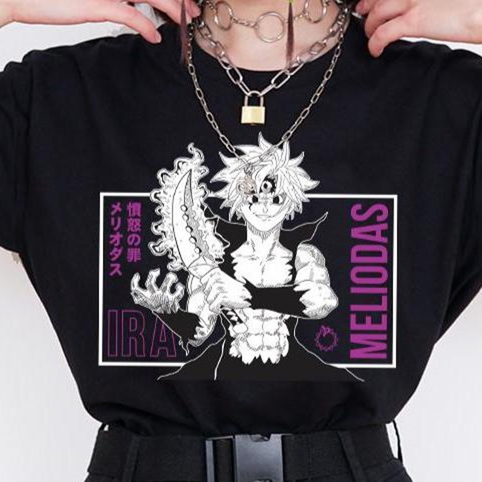 Meliodas Anime T-Shirt - Seven Deadly Sins Tee,Nanatsu No Taizai Shirt,Meliodas Sweater L