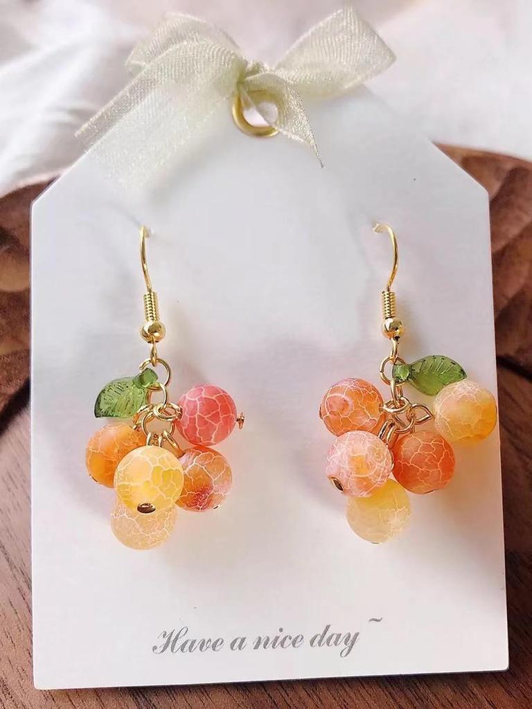 Sweet Orange Tangerine Earrings with S925 Hooks - Cute, Simple, Fresh Style Jewelry