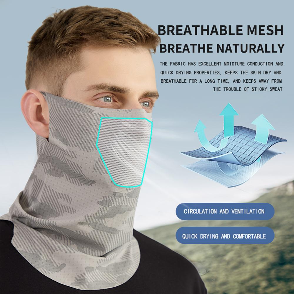 Solskydd Ansiktsmask Andningsbar Nät Halsduk Mask Scarf Isilke Utomhusmask Körning Cykling Elastisk Hängande Öronmask