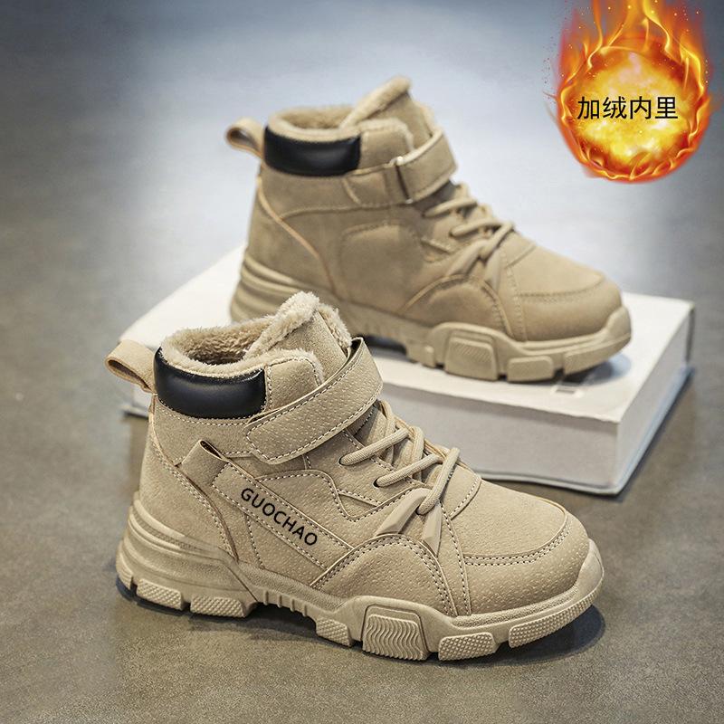 

Зимние популярные кожаные ботинки для мальчиков теплые бархатные ботинки Мартина хлопковые ботинки детские утепленные хлопковые туфли нескользящие зимние ботинки 38