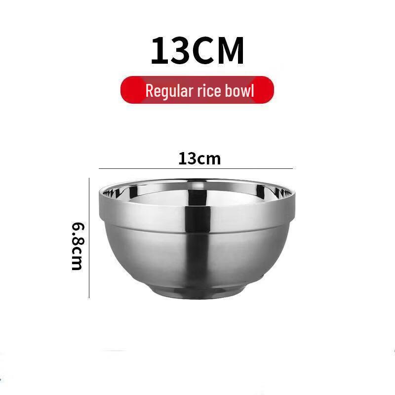 Abay 13cm 201 Stainless Steel Double-Layer Rice Bowl Set of 3
