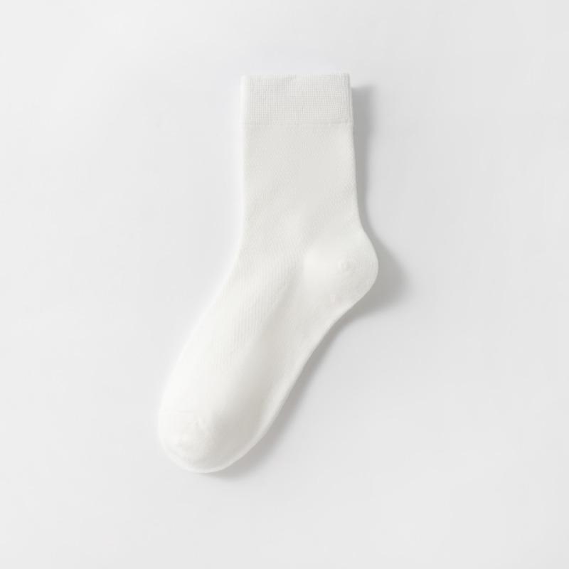 Men's Summer and Spring Mid-calf Socks, Pure Cotton Anti-odor Summer Mesh Breathable and Sweat-absorbing Solid Color Sports Socks