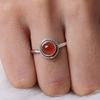 Natural Carnelian Round Gemstone Ring, Statement Ring, Designer Ring, Handmade Jewelry, Stacking Ring, Gift For Her, 925 Silver Ring