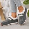 Autumn and Winter New Large Size Cotton Shoes Women's Flat Bottom Round Head Fluffy Mouth Velvet Warm Women's Shoes