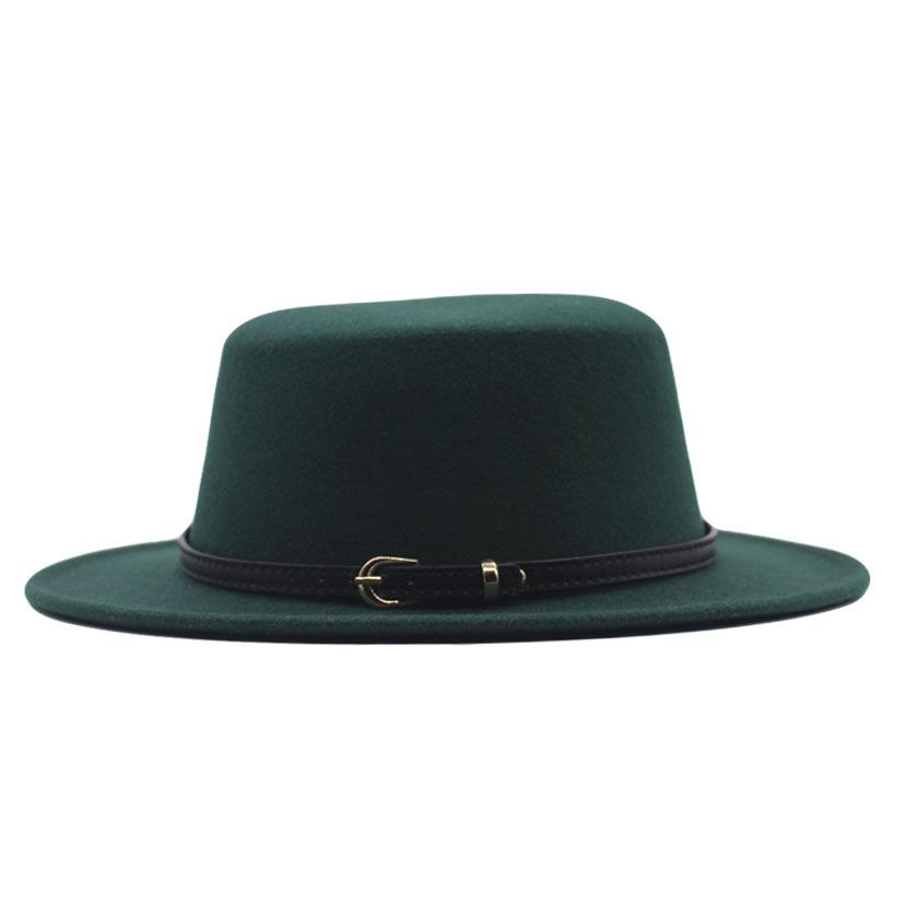 Autumn and winter new British men's top hat, flat-top woolen hat, European and American jazz hat, big-brimmed women's hat