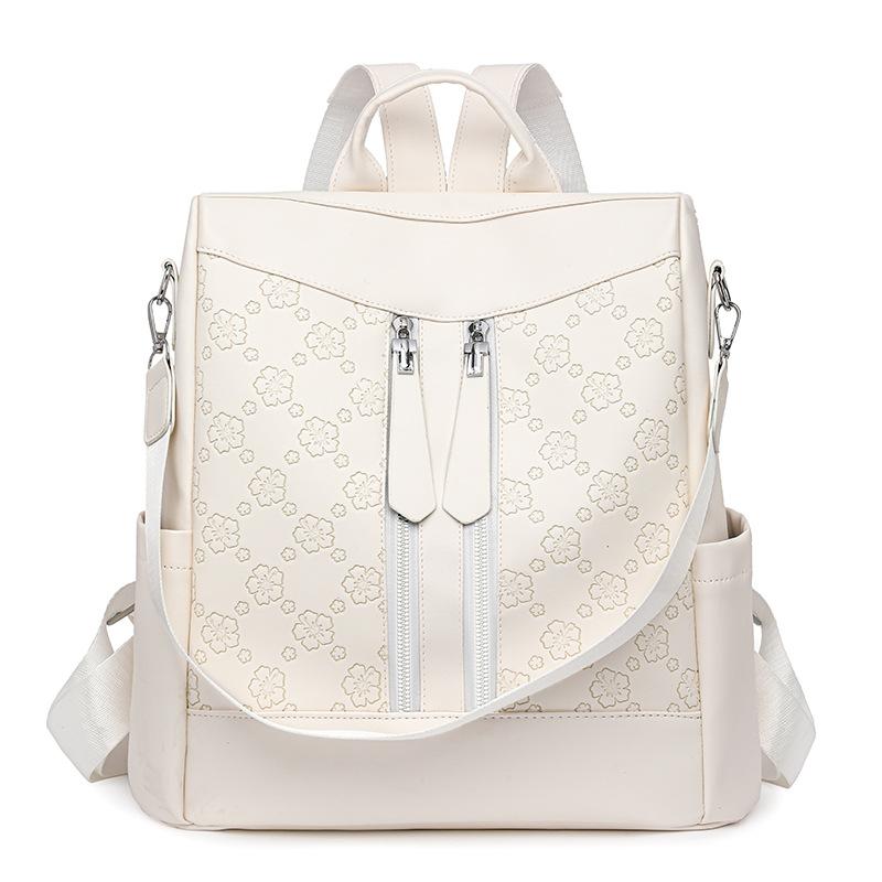 Women's Commuter Soft Leather Backpack Printed Backpack
