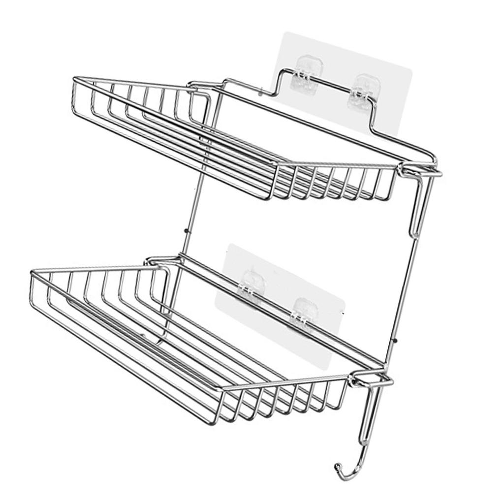 Stainless Steel Folding Storage Rack 2 Tier Bathroom Shelves Wall Mounted Kitchen Spice Rack Organizer Strong Load