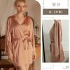 Meilikou's simulated silk high-end home nightgown, ice-feeling silky smooth solid-color morning gown, and wear a nightgown outside.