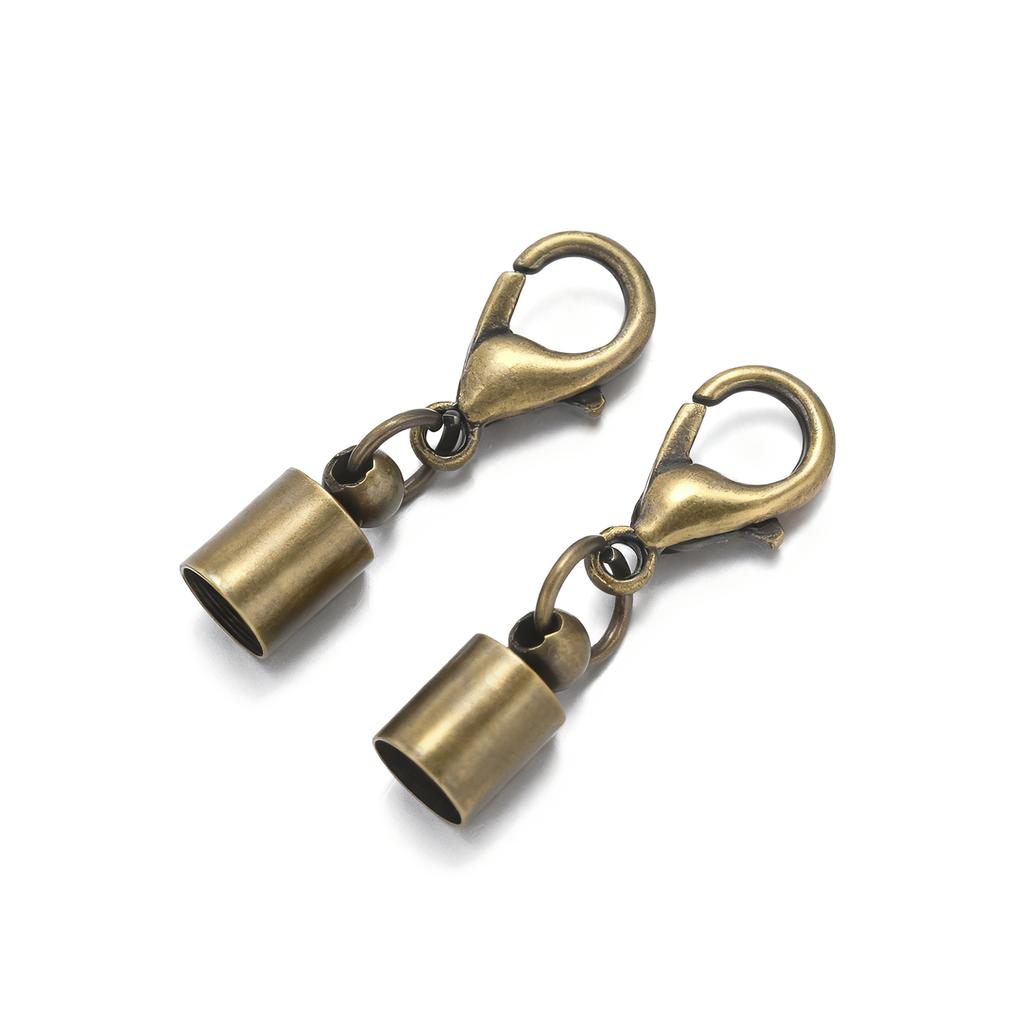 10pcs Lobster Clasps Hooks Leather Cord End Caps 2.5-9.5mm Crimps End Tip Caps Connectors for Bracelet Necklace Jewelry Findings