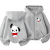 Cute Cartoon Puppy Front Back Graphic Zip Up Hoodie For Kids Long Sleeve Loose Warm Daily Boys Girls Casual Outerwear