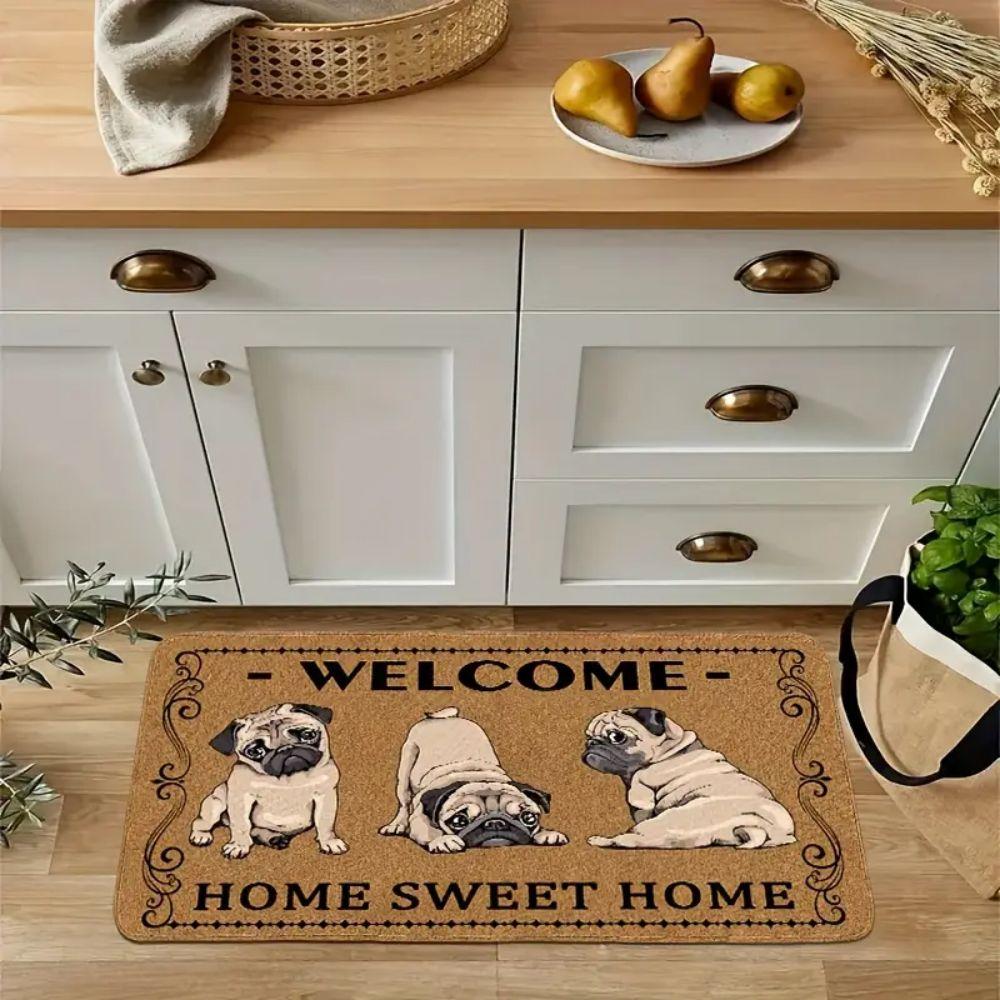 VIKAMA Cute Pomeranian Dog Mat - Soft and Slip-resistant Floor Mat for Bedroom, Kitchen Entrance, Carpet for Home Decoration